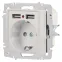 Розетка Intro Accent 6-410-06 , P+E Schuko со шторками, 16А-250В + 2хUSB, IP20, СУ, перламутр