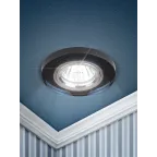 Светильник декор стекло круглое MR16,12V/220V, 50W, хром/черный DK7 CH/BK