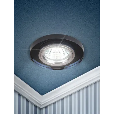 Светильник декор стекло круглое MR16,12V/220V, 50W, хром/черный DK7 CH/BK