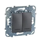                  Unica TOP Графит Выключатель 2-клавишный (сх.5) с подсветкой | MGU5.0101.12NZD | Schneider Electric
               