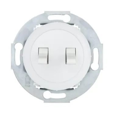 Выключатель 2-рычажковый (схема 5) 10 A, 250 B (белый) Vintage | 882304-1 | Ecoplast