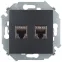 Simon 15 Графит Розетка компьютерная двойная RJ45 кат.6а (АМР, FTP) | 1591564-038 | Simon