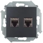 Simon 15 Графит Розетка компьютерная двойная RJ45 кат.6а (АМР, FTP) | 1591564-038 | Simon