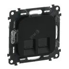 Valena ALLURE Информационная розетка двойная RJ45 Кат 6 UTP С лицевой панелью Антрацит