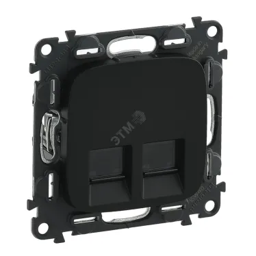 Valena ALLURE Информационная розетка двойная RJ45 Кат 6 UTP С лицевой панелью Антрацит
