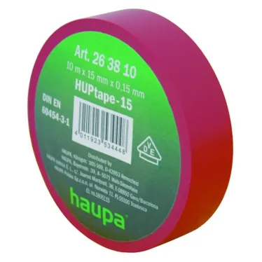 Изолента ПВХ, цвет красный, шир. 19 мм, длина 20 м, d 74 мм | 263852 | Haupa