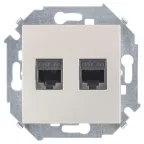 Simon 15 Шампань Розетка компьютерная двойная RJ45 кат.5e (AMP) | 1591552-034 | Simon