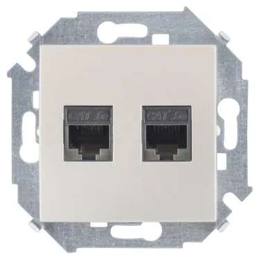 Simon 15 Шампань Розетка компьютерная двойная RJ45 кат.5e (AMP) | 1591552-034 | Simon