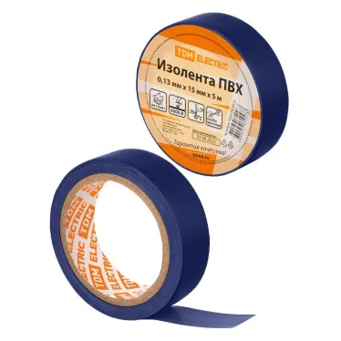 Изолента ПВХ 0,13х15мм Синяя 5м | SQ0526-0075 | TDM