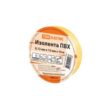 Изолента ПВХ 0,13*15мм Желтая 10м  | SQ0526-0022 | TDM