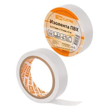 Изолента ПВХ 0,13х15мм Белая 5м | SQ0526-0071 | TDM