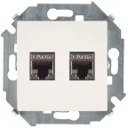                  Simon 15 Сл. кость Розетка компьютерная двойная RJ45 кат.6а (АМР, FTP) | 1591564-031 | Simon
               
