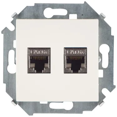 Simon 15 Сл. кость Розетка компьютерная двойная RJ45 кат.6а (АМР, FTP) | 1591564-031 | Simon