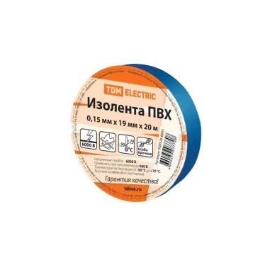Изолента ПВХ 0,15х19мм Синяя 20м  | SQ0526-0005 | TDM