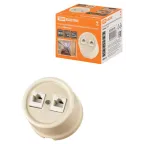                  Розетка двойная компьютерная RJ45 сл. кость «Болонь» | SQ1820-0351 | TDM
               