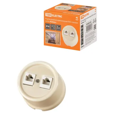 Розетка двойная компьютерная RJ45 сл. кость «Болонь» | SQ1820-0351 | TDM
