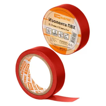 Изолента ПВХ 0,13х15мм Красная 5м | SQ0526-0073 | TDM