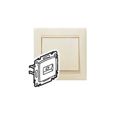 VALENA Розетка компьютерная RJ45 категория 6 1 выход UTP слоновая кость на захватах