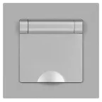 Розетка Intro Accent 6-203-03 2P+E Schuko с крышкой, 16А-250В, IP20, СУ, алюминий