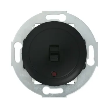 Переключатель 1-рычажковый, на 2 направления, с индикатором (схема 6L) 10 A, 250 B (черный) Vintage | 880908-1 | Ecoplast