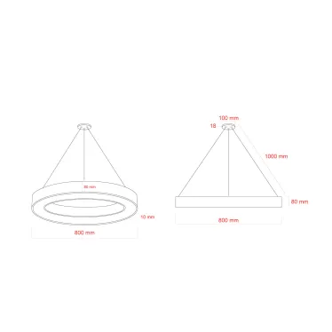 Светильник LED Geometria Ring SPO-134-B-40K-056 56Вт 4000К 4200Лм IP40 800х80 черный подвесной драйвер внутри
