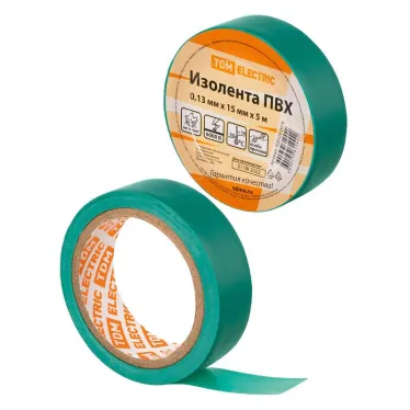 Изолента ПВХ 0,13х15мм Зеленая 5м | SQ0526-0074 | TDM