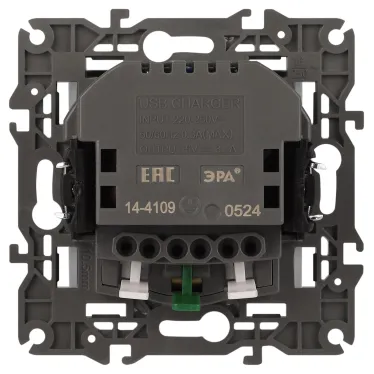 Розетка 2P+E 16A-250В, штор. с 2xUSB 5В-3А, Эра Elegance, белый 14-4109-01