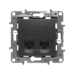                  ETIKA Двойная розетка RJ 45 категория 5е UTP антрацит
               