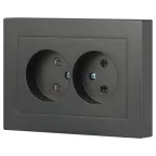 Розетка Intro Accent 6-204-07 , 2х2P, 16А-250В, IP20, СУ, AL/CU, графит