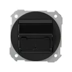 Розетка наклонная для передачи данных со шторкой на 2 разъема RJ45 цвета графит S88 | 88086-38 | Simon