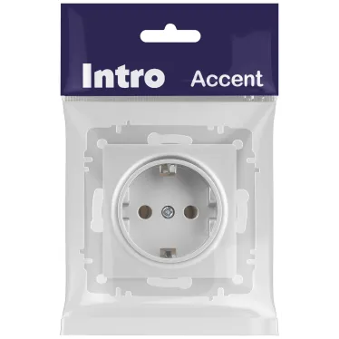 Розетка Intro Accent 6-202-03 2P+E Schuko, 16А-250В, IP20, СУ, алюминий