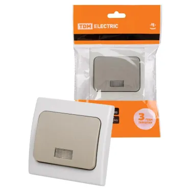 Выключатель 1-кл. с подсветкой скрытой установки IP54 10А "Вуокса" TDM | SQ1803-0105 | TDM