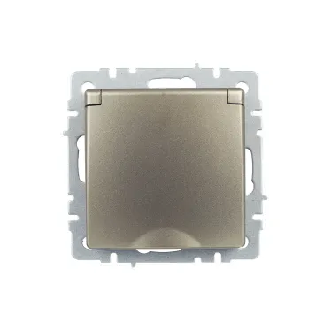 BRITE Розетка с заземлением с защитными шторками и крышкой 16А IP20 РСбш10-3-БрШ шампань