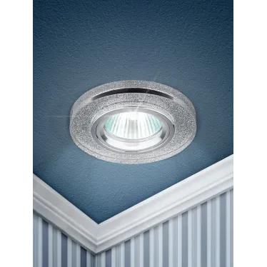 Светильник декор стекло круглое MR16,12V/220V, 50W, хром/серебряный блеск DK7 CH/SHSL