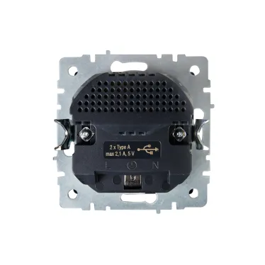 BRITE Розетка с заземлением с защитными шторками 16А с USB A+A 2,1А РЮш10-1-БрЧ черный