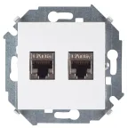                  Simon 15 Белый Розетка компьютерная двойная RJ45 кат.6а (АМР, FTP) | 1591564-030 | Simon
               