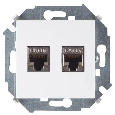 Simon 15 Белый Розетка компьютерная двойная RJ45 кат.6а (АМР, FTP) | 1591564-030 | Simon