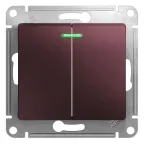 Glossa Баклажановый Выключатель 2-клавишный с подсветкой, сх.5а, 10AX | GSL001153 | SE