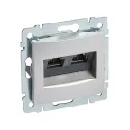                  VALENA Розетка компьютерная RJ45 2 выхода STP 10 GIGA алюминий
               