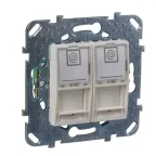 Unica Бежевый Розетка комп(RJ45) 2-ая кат.5е с полем для надписи | MGU5.2020.25ZD | Schneider Electric