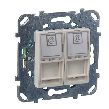 Unica Бежевый Розетка комп(RJ45) 2-ая кат.5е с полем для надписи | MGU5.2020.25ZD | Schneider Electric