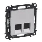                  Valena LIFE Розетка информационная двойная RJ45 категория 5е UTP с лицевой панелью алюминий
               