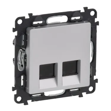 Valena LIFE Розетка информационная двойная RJ45 категория 5е UTP с лицевой панелью алюминий