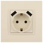 Розетка 2P+E 16A-250В, штор. с 2xUSB 5В-3А, Эра Elegance, слоновая кость 14-4109-02