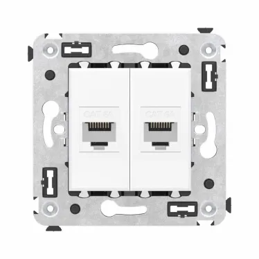 Компьютерная розетка RJ-45 без шторки в стену, кат.6А двойная, "Avanti", "Белое облако" | 4400674 | DKC