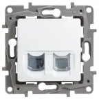                  ETIKA Розетка телефонная+компьютерная RJ11+RJ45 категория 5 UTP белая
               