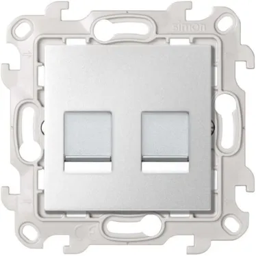 Розетка для передачи данных 2xRJ45 Cat.6 UTP цвета алюминий S24 Harmonie | 2410600-033 | Simon