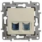                  ETIKA Розетка телефонная+компьютерная RJ11+RJ45 категория 5 UTP слоновая кость
               