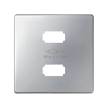 Накладка для зарядного устройства 2xUSB цвета алюминий S82 | 8221096-033 | Simon