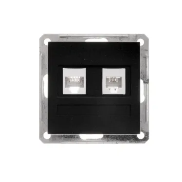 W59 Черный бархат Розетка 2-ая ТЛФ + компьютерная 5е (RJ11+RJ45) | RSI-251TK5E-6-86 | SE